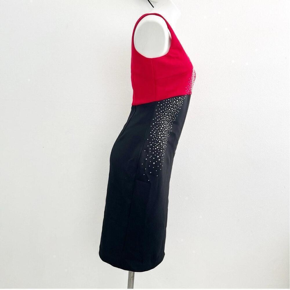 Calvin Klein Studded Sheath Dress Black Red Size 4 Womens - Picture 4 of 8